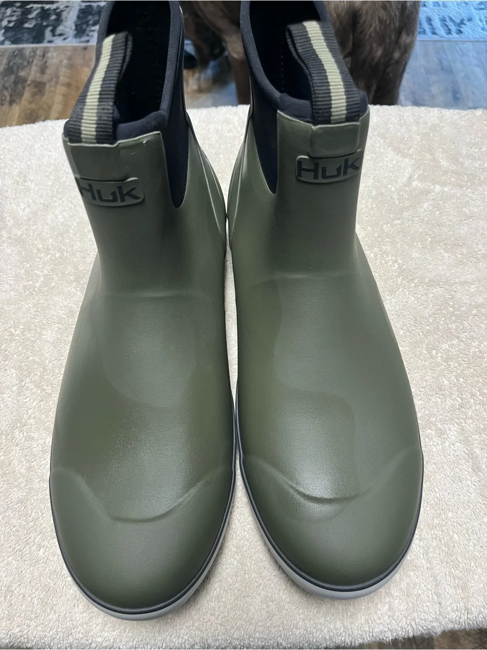 Huk Olive Green Waterproof Slip-On Rain & Snow Boots 13